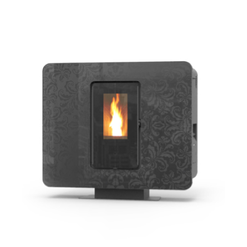 TERMOSTUFA A PELLET SLIMQUADRO IDRA EVO CRISTALLO 14 KW