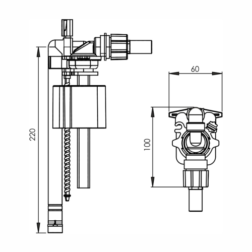 RUBINETTO GALLEGGIANTE D 3/8" INCASSO UNIVERSALE 