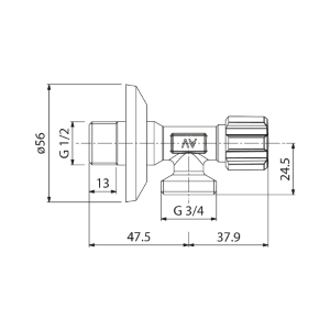 RUBINETTO LAVATRICE CON VITONE 1/2" X 3/4"