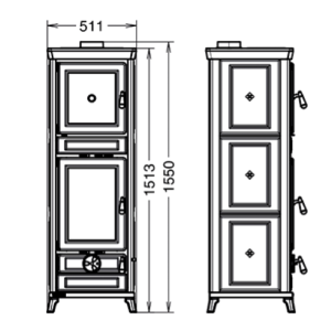 STUFA A LEGNA ANNA EVO 6 MAIOLICA CON FORNO 12,7 KW