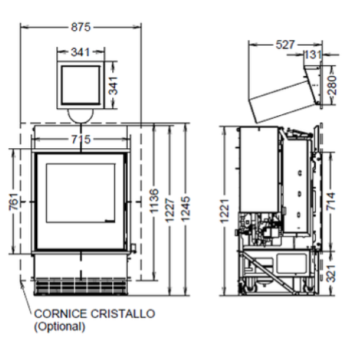 TERMOCAMINO A PELLET INSERT IDRA MAXI EVO - 24,7 KW