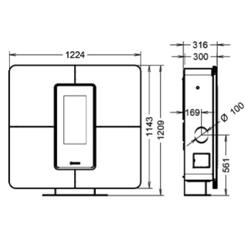 TERMOSTUFA A PELLET SLIMQUADRO IDRA MAXI EVO 22 KW
