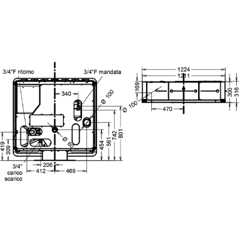 TERMOSTUFA A PELLET SLIMQUADRO IDRA MAXI EVO 22 KW