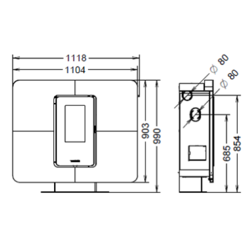 STUFA A PELLET SLIM QUADRO 11 EVO6 CRISTALLO PLUS - 10,3 KW