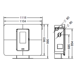 STUFA A PELLET SLIM QUADRO 11 EVO6 GRES PLUS - 10,3 KW