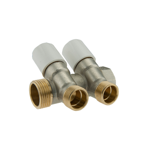 COLLETTORE INC. 45° CON VITONI DI CHIUSURA 2 VIE 3/4" M/F