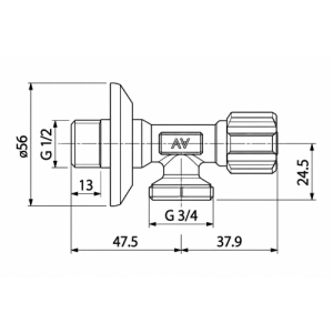RUBINETTO LAVATRICE CON VITONE 1/2" X 3/4"