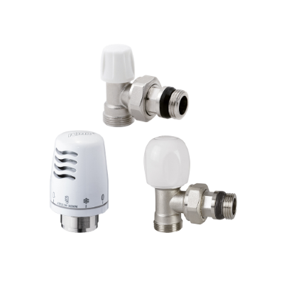 KIT VALVOLA + DETENTORE 3/8" A SQ + TESTA TERMOSTATICA