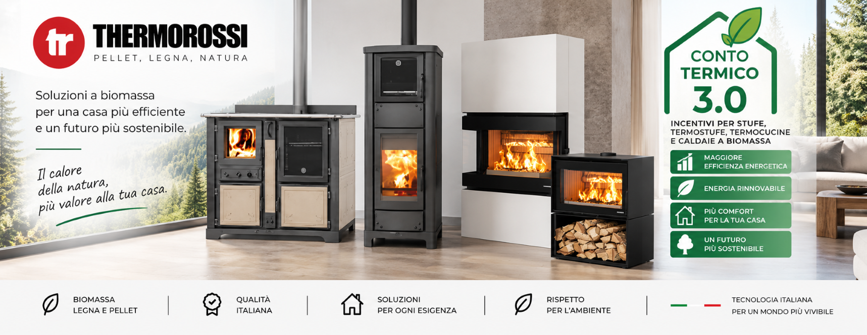 Conto Termico 3.0 prodotti Thermorossi stufe termostufe caldaie e camini