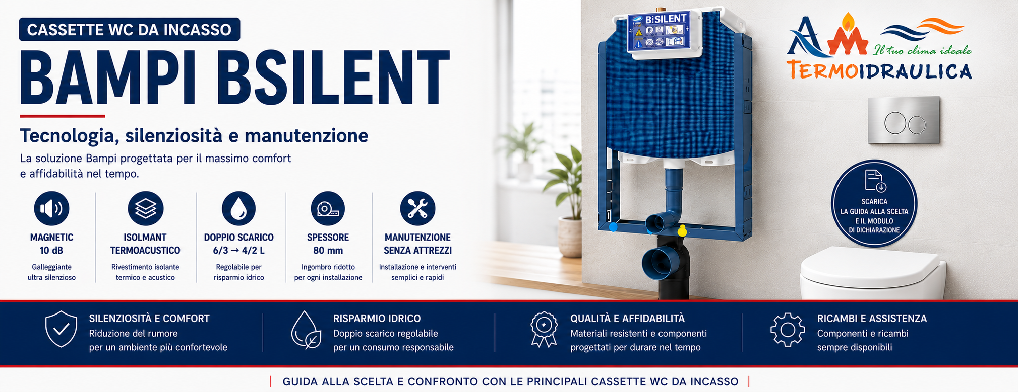 Bampi BSILENT cassetta WC da incasso silenziosa