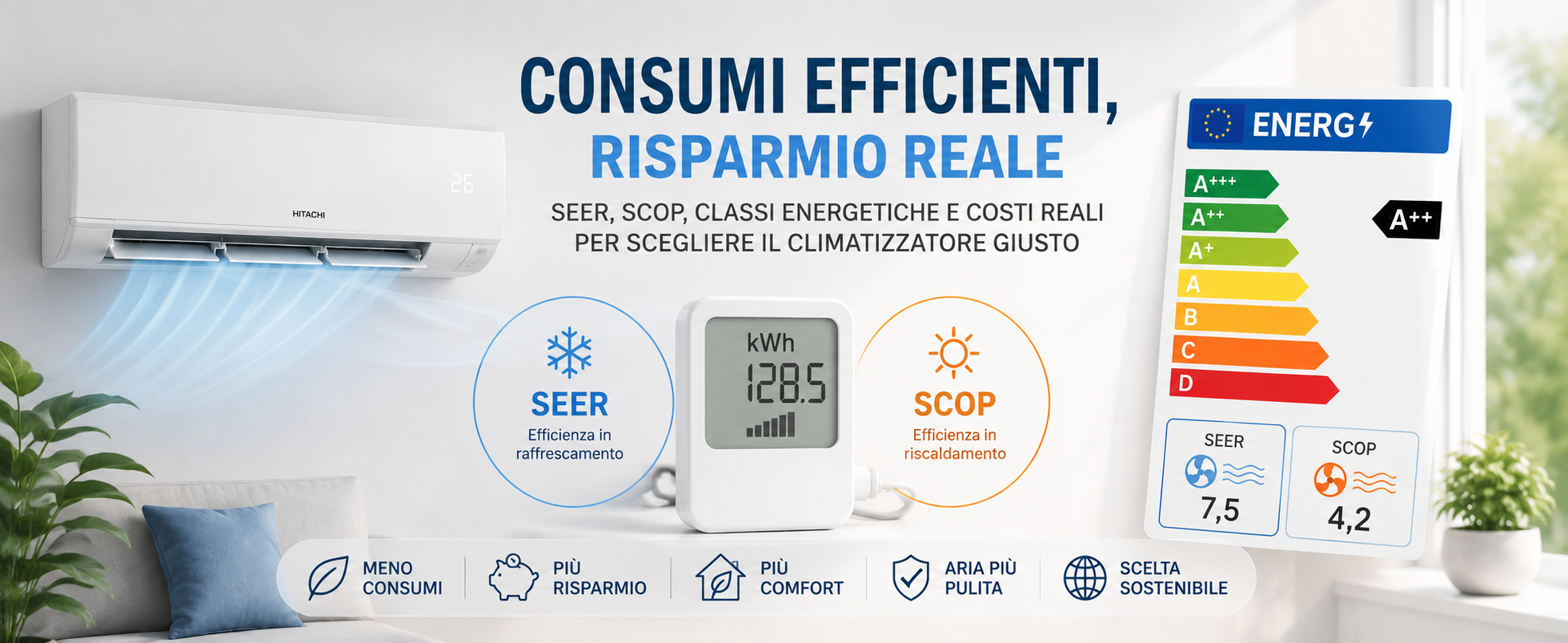 Quanto consuma un climatizzatore: SEER, SCOP, classi energetiche e costi reali