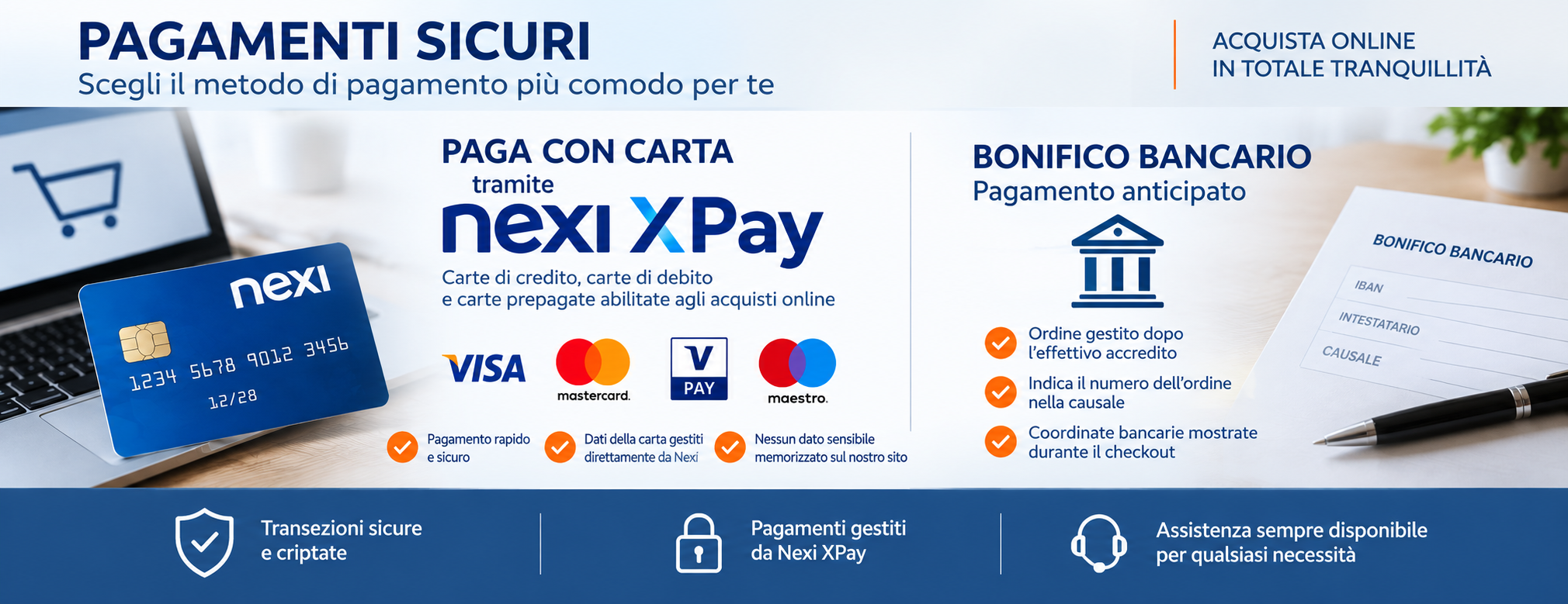 Pagamenti sicuri con Nexi XPay e bonifico bancario - AM Termoidraulica